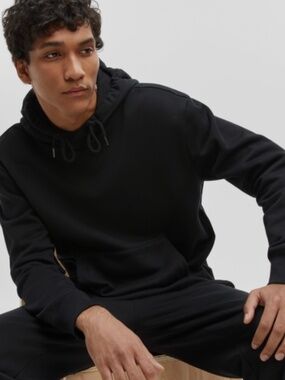 Mode of One Men's Relaxed-Fit Fleece Hoodie, Deep Black SIZE S NWT